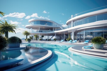 Obraz na płótnie Canvas Modern House with a Large Swimming Pool