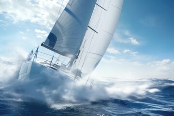 Sailboat Sailing in Open Ocean