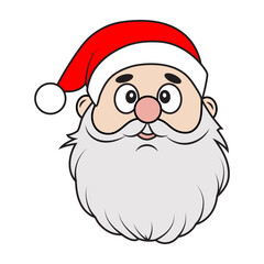 The head of Santa Claus. Contour drawing of a New Year's character. Christmas.Set Santa Claus