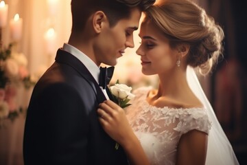 Bride and Groom Standing Together