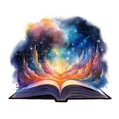 Galaxy celestial fantasy book watercolor for T-shirt Design.