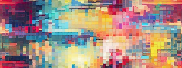 Seamless digital pixel glitch abstract error background overlay pattern. Broken CRT television or video game damage texture. Futuristic post apocalyptic cyberpunk signal data white noise backdrop - obrazy, fototapety, plakaty