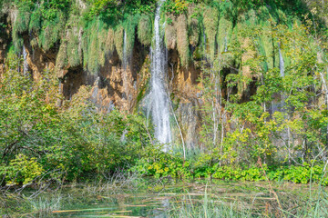 Beautiful view of Plitvice Lakes and waterfalls in National Park, Croatia
