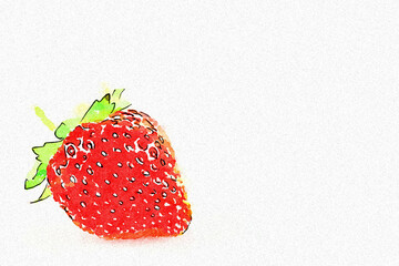 Creative illustration in vintage watercolor design - Strawberry isolated on white background.