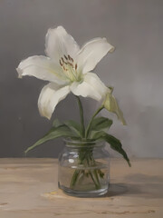 Flower still life painting using artificial intelligence in classic style