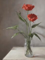 Flower still life painting using artificial intelligence in classic style