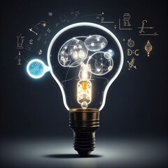 A Conceptual Image of a Brain Inside a Lightbulb, Symbolizing Innovation and the Fusion of Science, Technology, and Art.