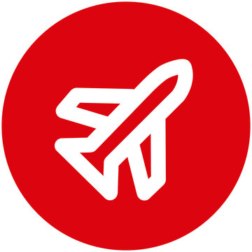 Icono rojo de avión en fondo transparente