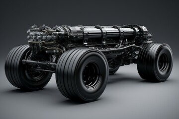 Suspension axle black heavy truck rendering. Generative AI - obrazy, fototapety, plakaty