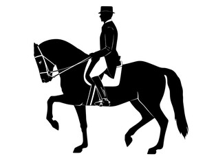 Silhouette of a horse and rider. Passage element