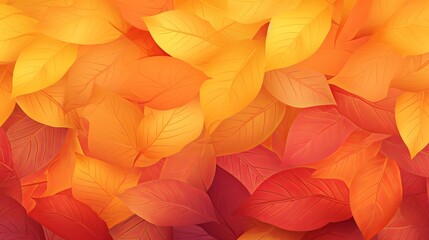 Autumn's Vibrant Palette: Closeup of Orange and Red Leaves - Beautiful Fall Illustration with Nature's Touch