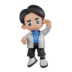 3d Character Doctor Congrats Pose. 3d render isolated on transparent backdrop.