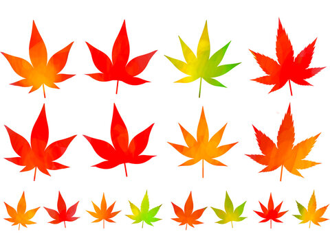 切り抜きで使える紅葉のイラスト素材セット
