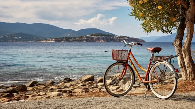 bicycle on the beach generated by AI