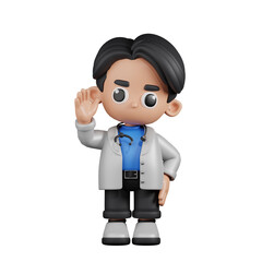 3d Character Doctor Greeting Pose. 3d render isolated on transparent backdrop.