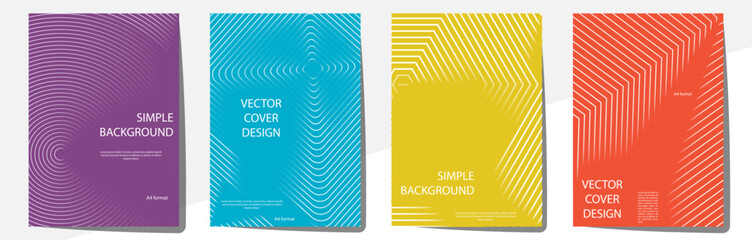 Geometric cover design templates A-4 format. Editable set of layouts for covers of books, magazines, notebooks, albums, booklets. - obrazy, fototapety, plakaty