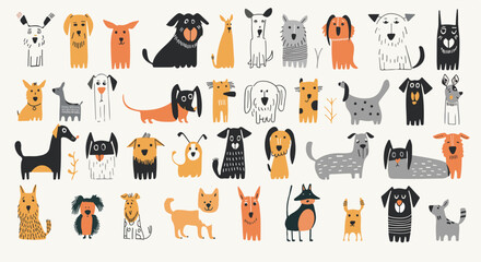 vector dogs fun cartoon style illustration