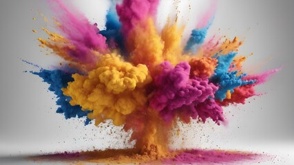 Colorful Flour Explosion Of Indian Holi Celebration