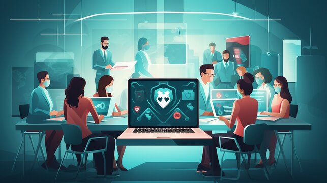 Illustration of Healthcare Cybersecurity Training, cybersecurity training and awareness programs to reduce the risk of data breaches