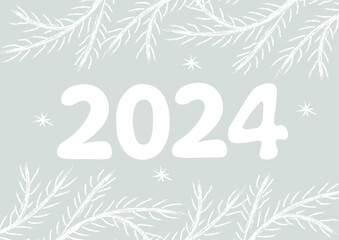 Inscription 2024. Vector illustration. Grey background.