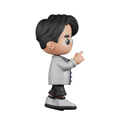 3d Character Doctor Touch Right Pose. 3d render isolated on transparent backdrop.