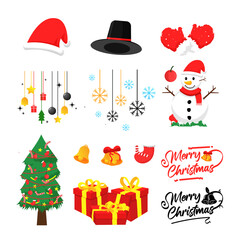 set of merry christmas flat design icons and illustrations. merry Christmas vector design element