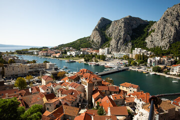 top view of the city of Omiš, Croatia
