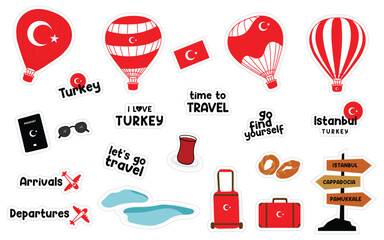 Set of travel stickers collection.