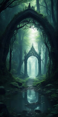 magic portal in the fantasy forest