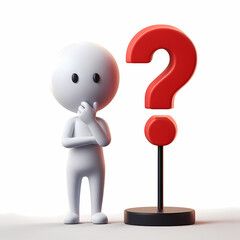3d man with question mark. Realistic 3d high quality isolated render