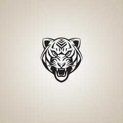 Tiger head flat line symbol illustration