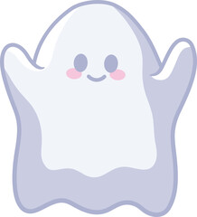 Halloween ghost, flat scary ghostly monsters, cute ghost icon, Cute cartoon spooky character, halloween decoration.