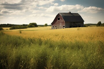 A barn in a field. Generative AI