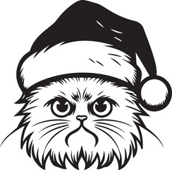 Obraz premium Grumpy Persian Cat Face with Santa Claus Hat
