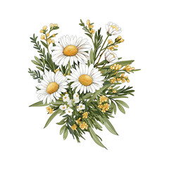 Fototapeta na wymiar aster flower bouquet illustrations for wedding invitations