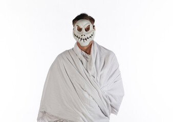 funny man in a mummy costume