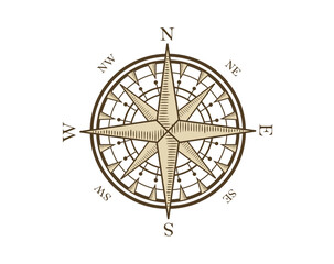 Vintage compass equipment symbol on transparent background