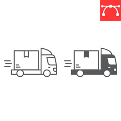 Express delivery line and glyph icon, logistic and truck shipping, fast delivery vector icon, vector graphics, editable stroke solid sign, eps 10.