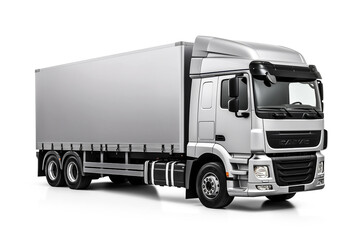 Grey Truck with container, cargo transportation concept, isolated on white background