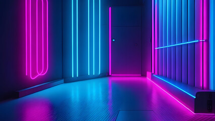 blue pink neon light decoration space stage nightclub modern late night fashion
