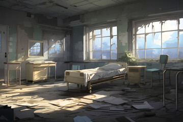 abandoned Hospital Anime Style AI Generated