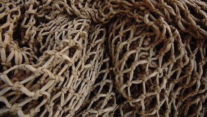 rustic fishing net as background