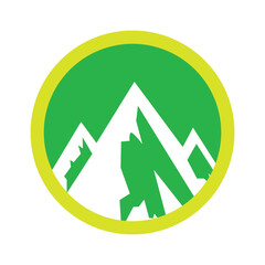 Mountain icon, vector, clip art, and symbol. Icon of mountain theme concept with a square shape.