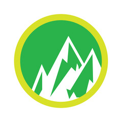 Mountain icon, vector, clip art, and symbol. Icon of mountain theme concept with a square shape.