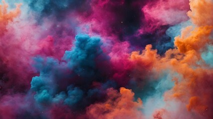 Fototapeta na wymiar Colorful Abstract Smoke With Cosmic Or Space Background