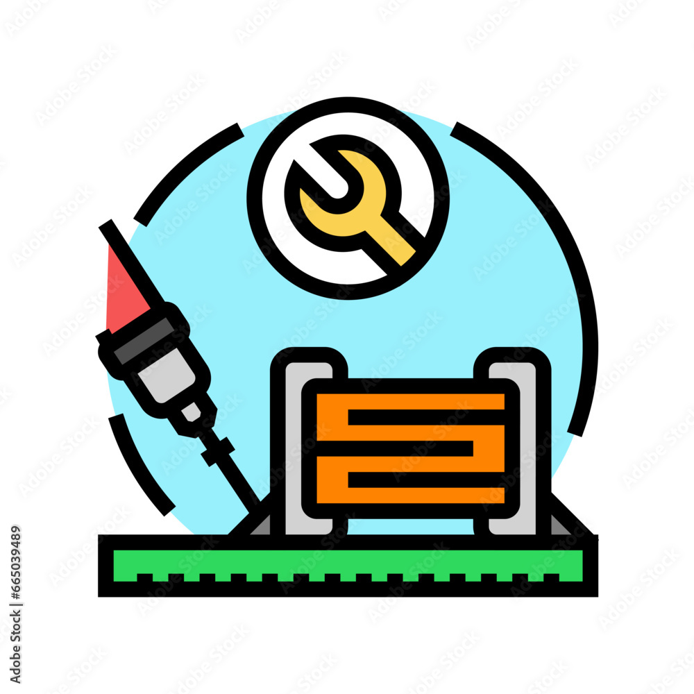 Poster capacitor soldering electronics color icon vector. capacitor soldering electronics sign. isolated sy