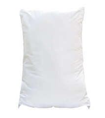 White pillow with case after guest's use at hotel or resort room isolated on white background in png file format Concept of comfortable and happy sleep in daily life