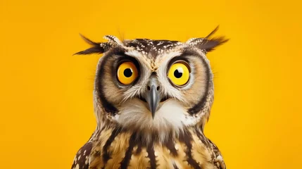 Poster Owl's Astonishment: Vivid Studio Portrait. Generative ai © Scrudje