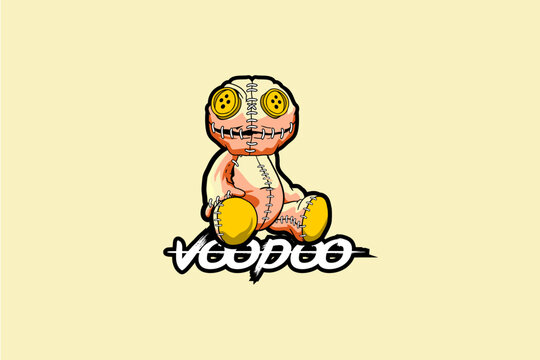 Voodoo doll cartoon character vector design template