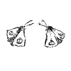 Two vector graphic ink butterflies - 665042246